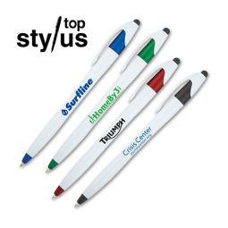 Arrow Twist Action Stylus Pens - White Barrels