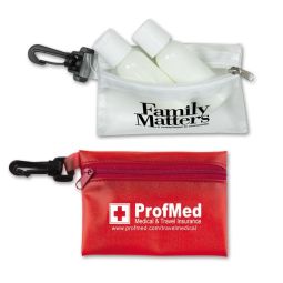 Zippered Travel Pouches With Black Clips