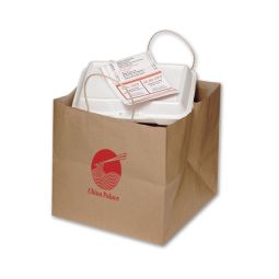 Kraft Paper Loop Handle Take Out Bags, Size 10" Cube