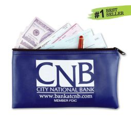 Leatherette Zippered Bank Bags, Size 5.5"x10.5"