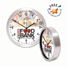 Brushed Metal Wall Clocks - 10" Diameter