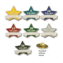 Years of Service Lapel Pins, Star Style