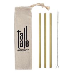 Bamboo Straws with Cotton Pouches