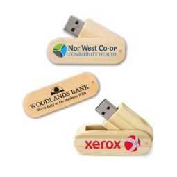 Bamboo Swivel USB Flash Drives - 8GB