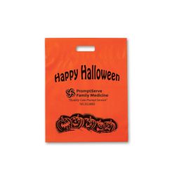   Halloween Plastic Bags - Orange, Pumpkins Design