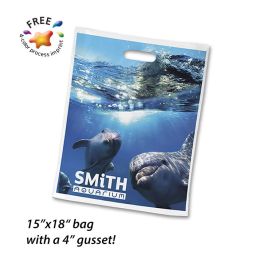 Full Color Imprint Plastic Bags, Size 15"x18x4"