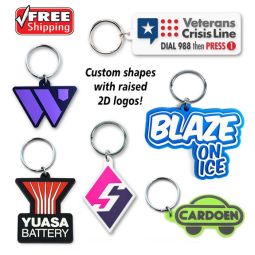 *Custom Shape PVC Key Tags - Raised 2D Design