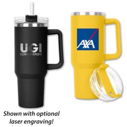 Hippo Steel Travel Mugs with Straw Lid, 40 Oz.